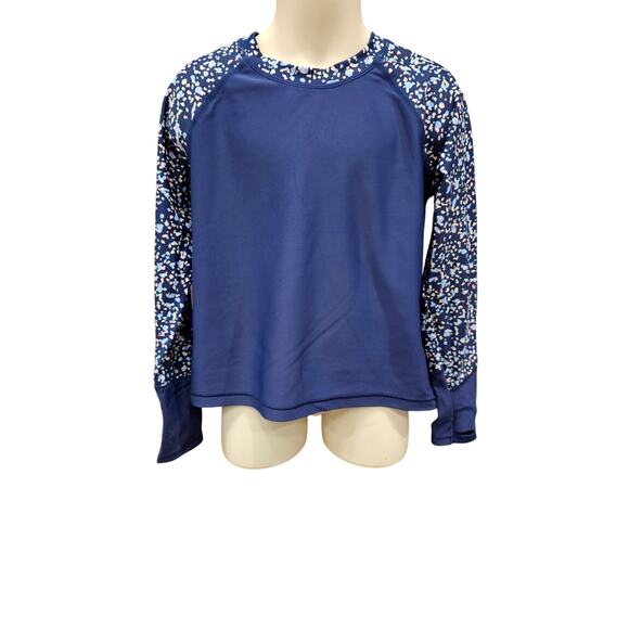 Athleta girl long sleeve rash guard with thumb holes EUC XS 6 upf block navy - Picture 1 of 6